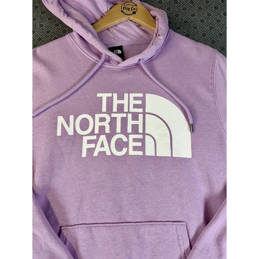 The North Face Hoodie Mens M Pullover Sweatshirt Logo Fleece Spellout Purple